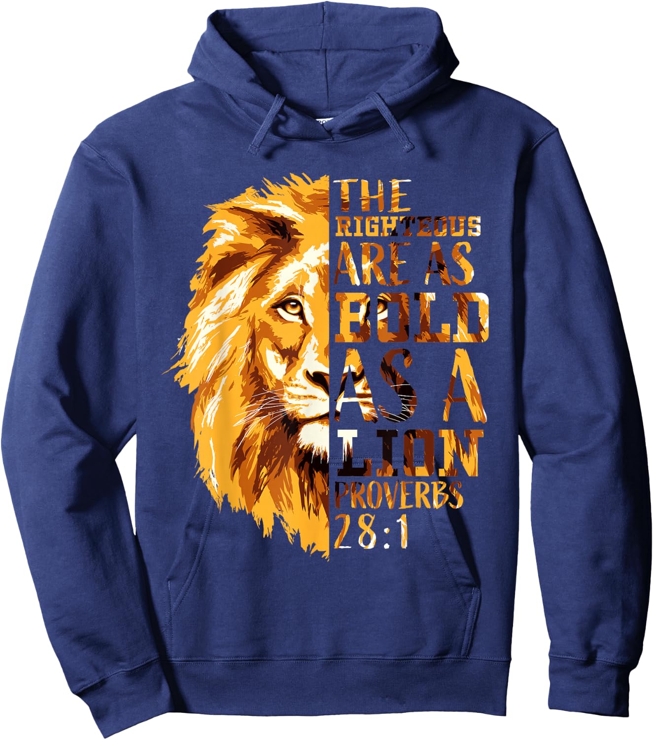 Christian Bible Verse Gifts Men Proverbs 28:1 Lion of Judah Hoodie - Hoodie | Navy