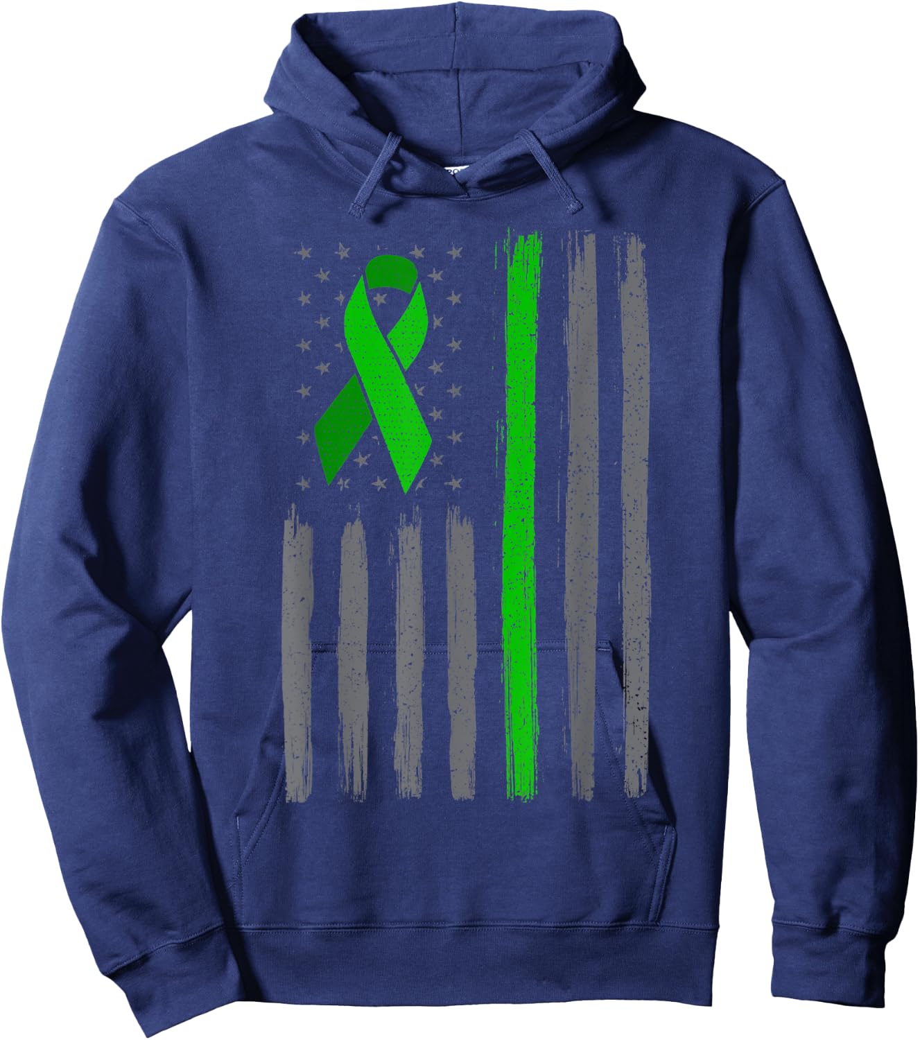 Green emerald ribbon flag liver cancer awareness Hoodie - Hoodie | Navy