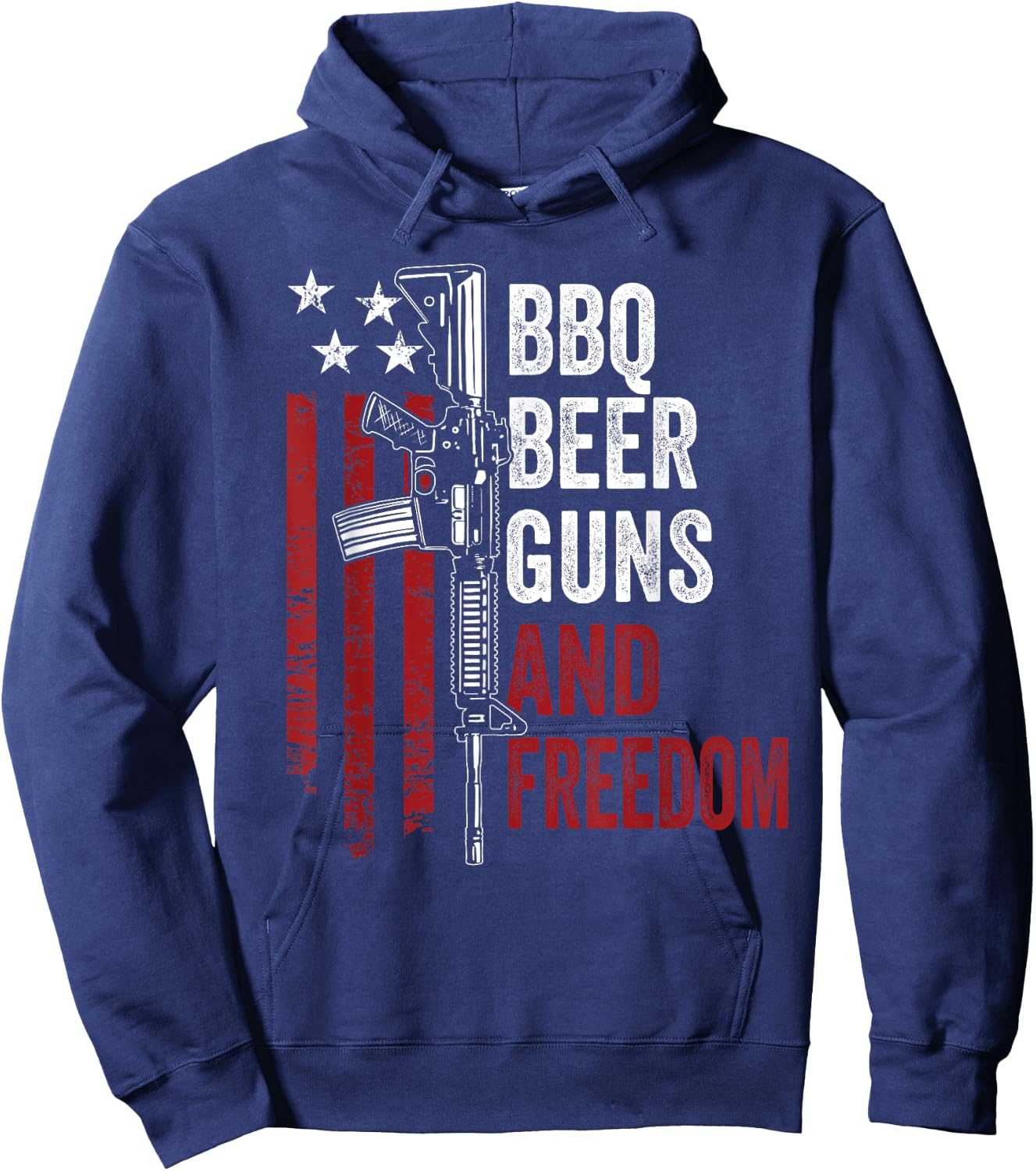 BBQ BEER GUNS & FREEDOM - Funny BBQ Drinking USA Gun Owner Hoodie - Hoodie | Navy