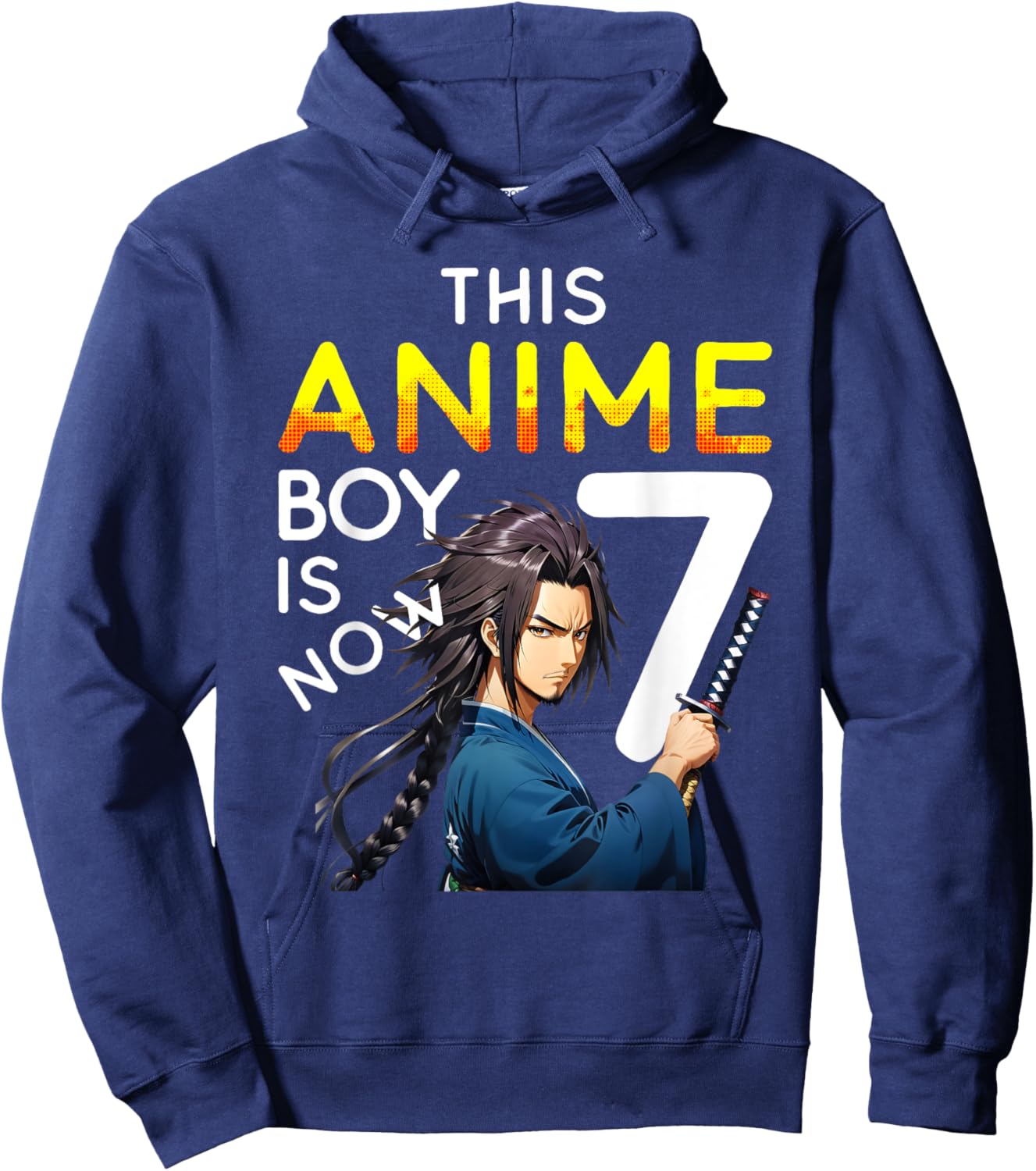 This Anime Boy Is Now 7 Years Old 7th Birthday Kawaii Kids Hoodie - Hoodie | Navy