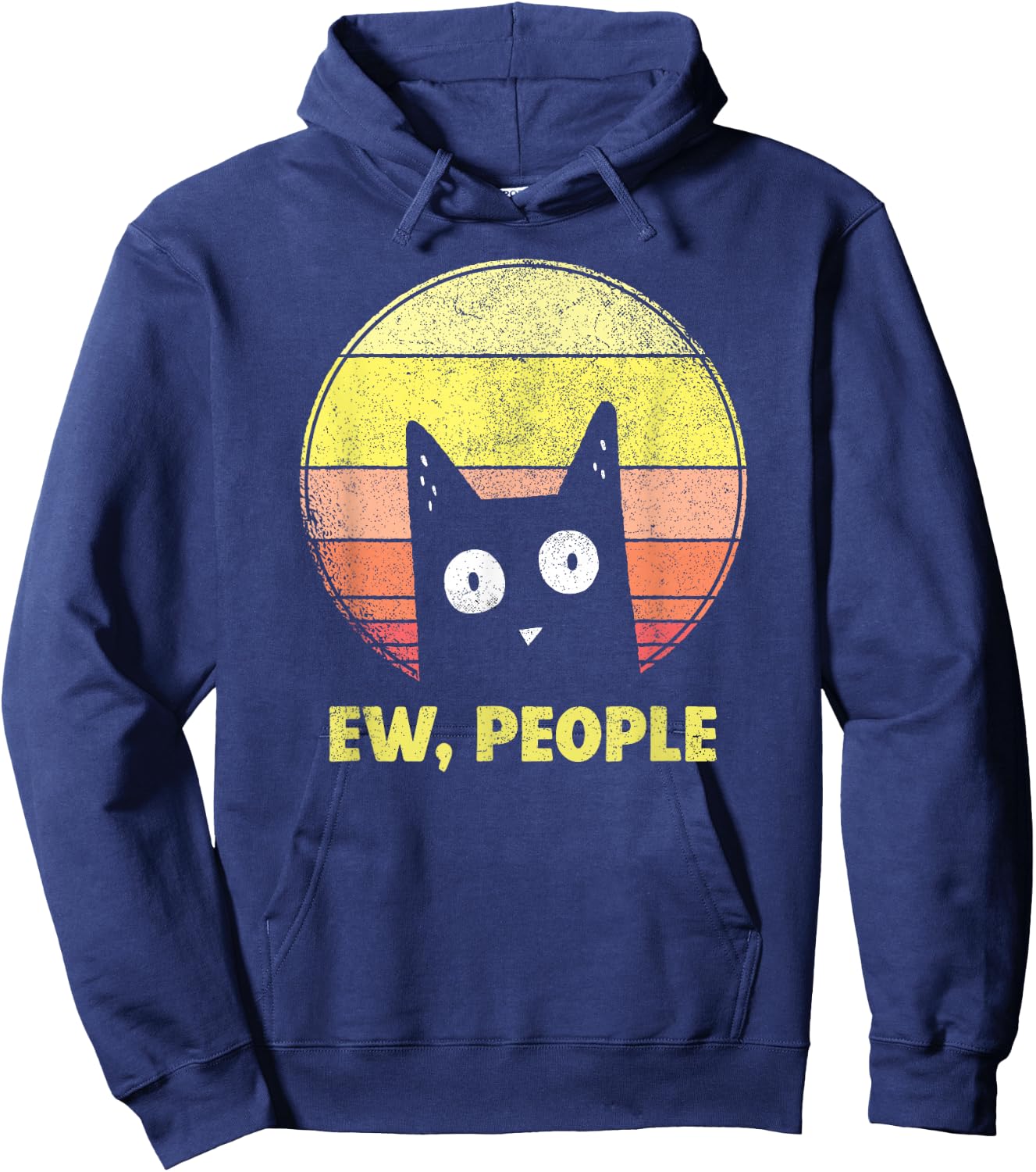 Vintage Retro Ew, People Funny Cat Lovers Gift Hoodie - Hoodie | Navy