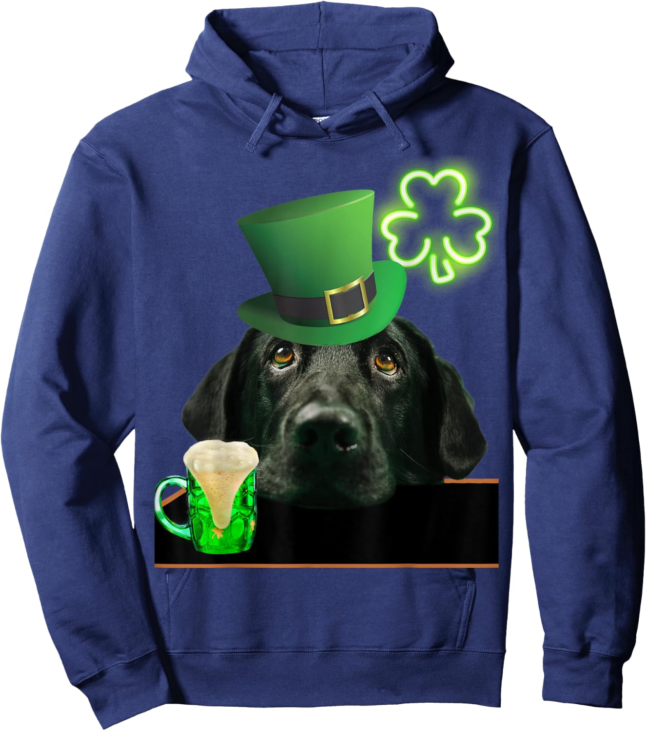 Black Lab Shirt Shamrock Irish Dog Picture St Patricks Women Hoodie - Hoodie | Navy