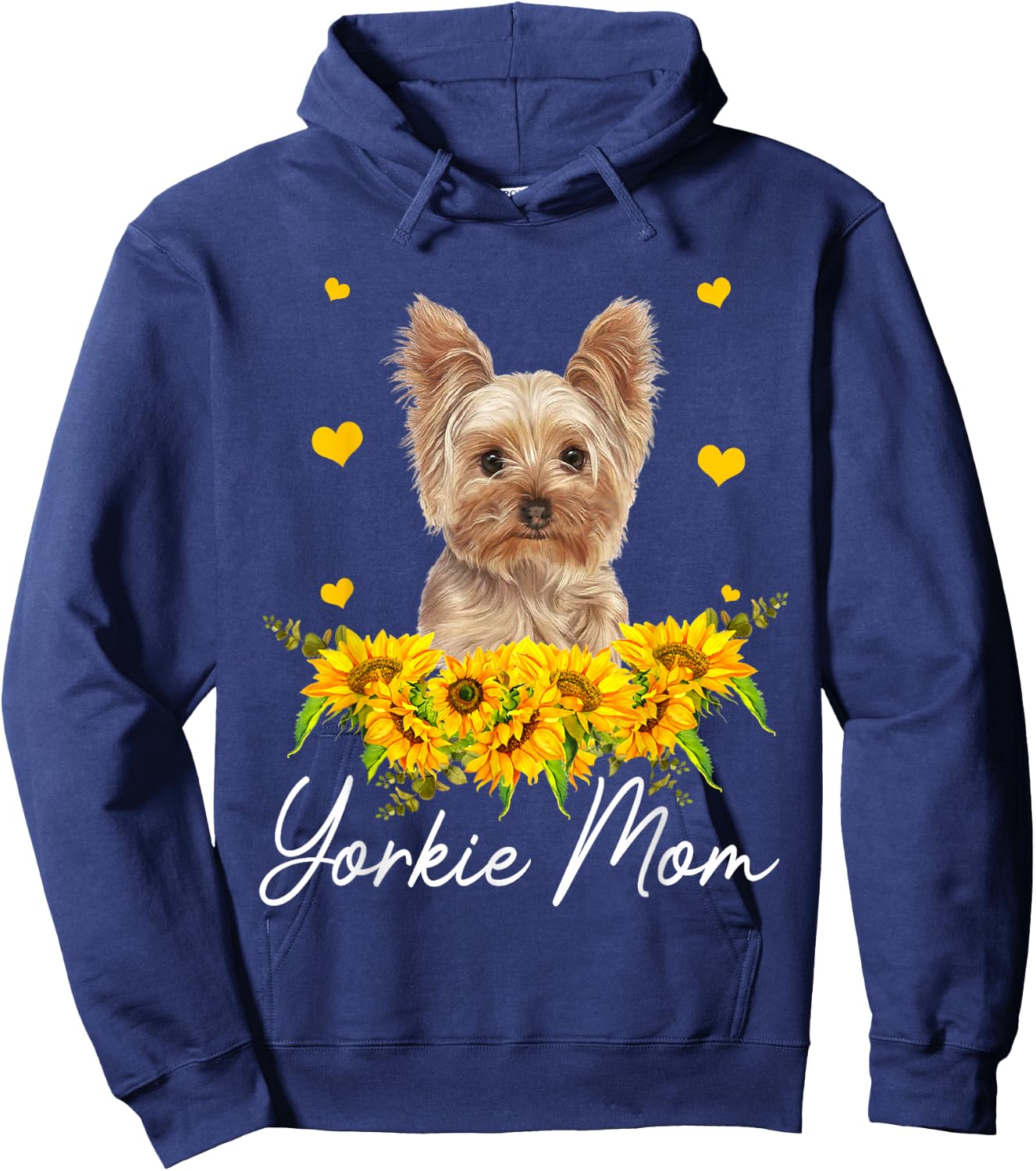 Sunflower Yorkie Mom Dog Lover Hoodie - Hoodie | Navy