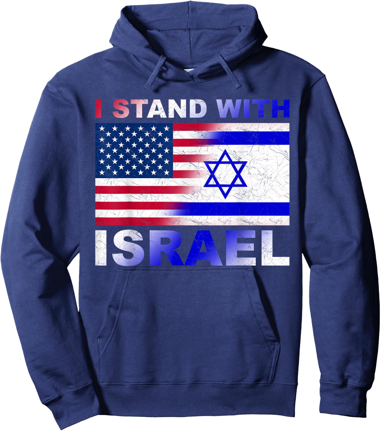 I Stand With Israel, Israeli Palestinian Conflict Pro Israel Hoodie - Hoodie | Navy