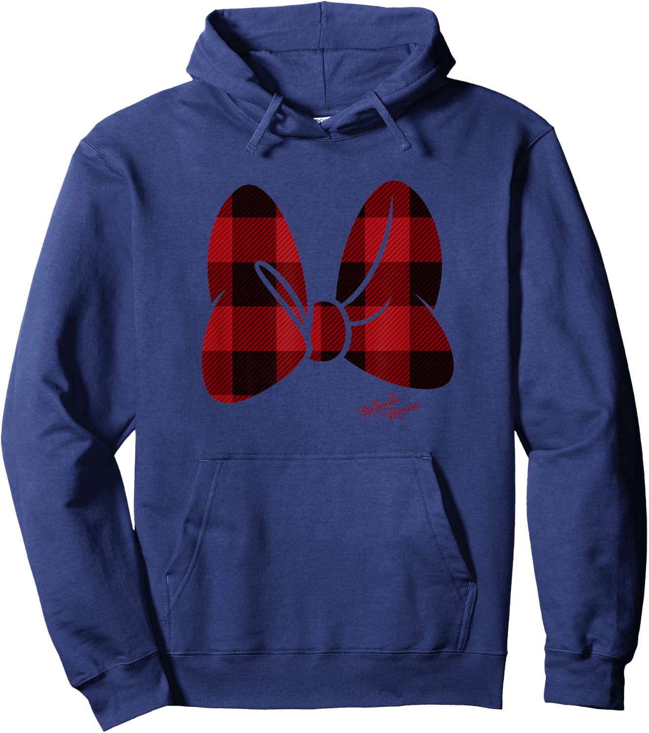 Disney Minnie Mouse Large Red Plaid Bow Hoodie - Hoodie | Navy
