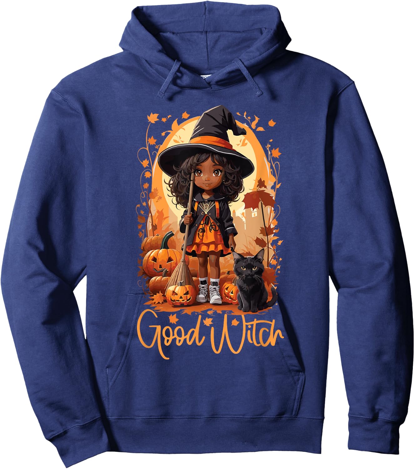 Good Witch Cute Girl African American Witch Funny Halloween Hoodie - Hoodie | Navy
