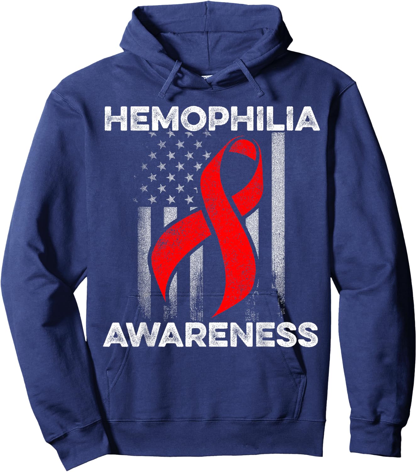 Hemophilia Awareness Survivor USA Flags Warrior Hoodie - Hoodie | Navy