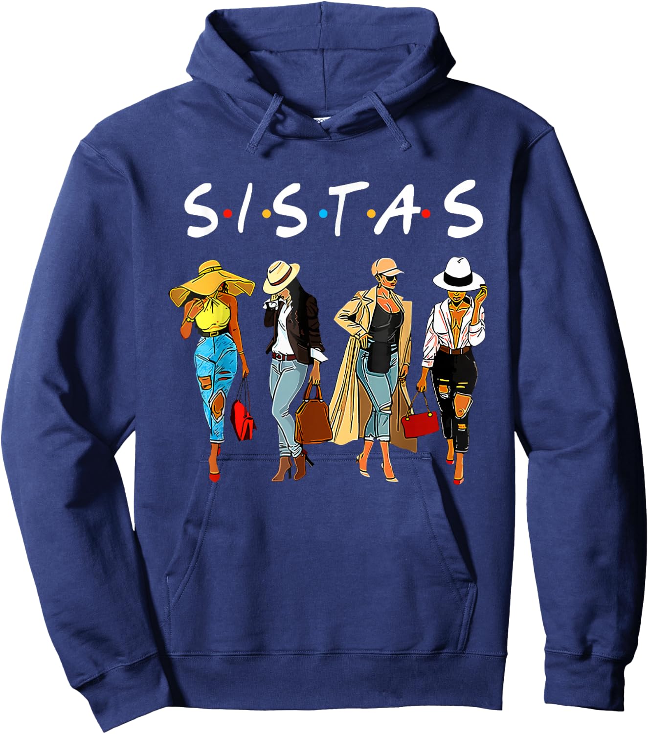 Cute Proud Black Sistas Queen Melanin African American Women Hoodie - Hoodie | Navy