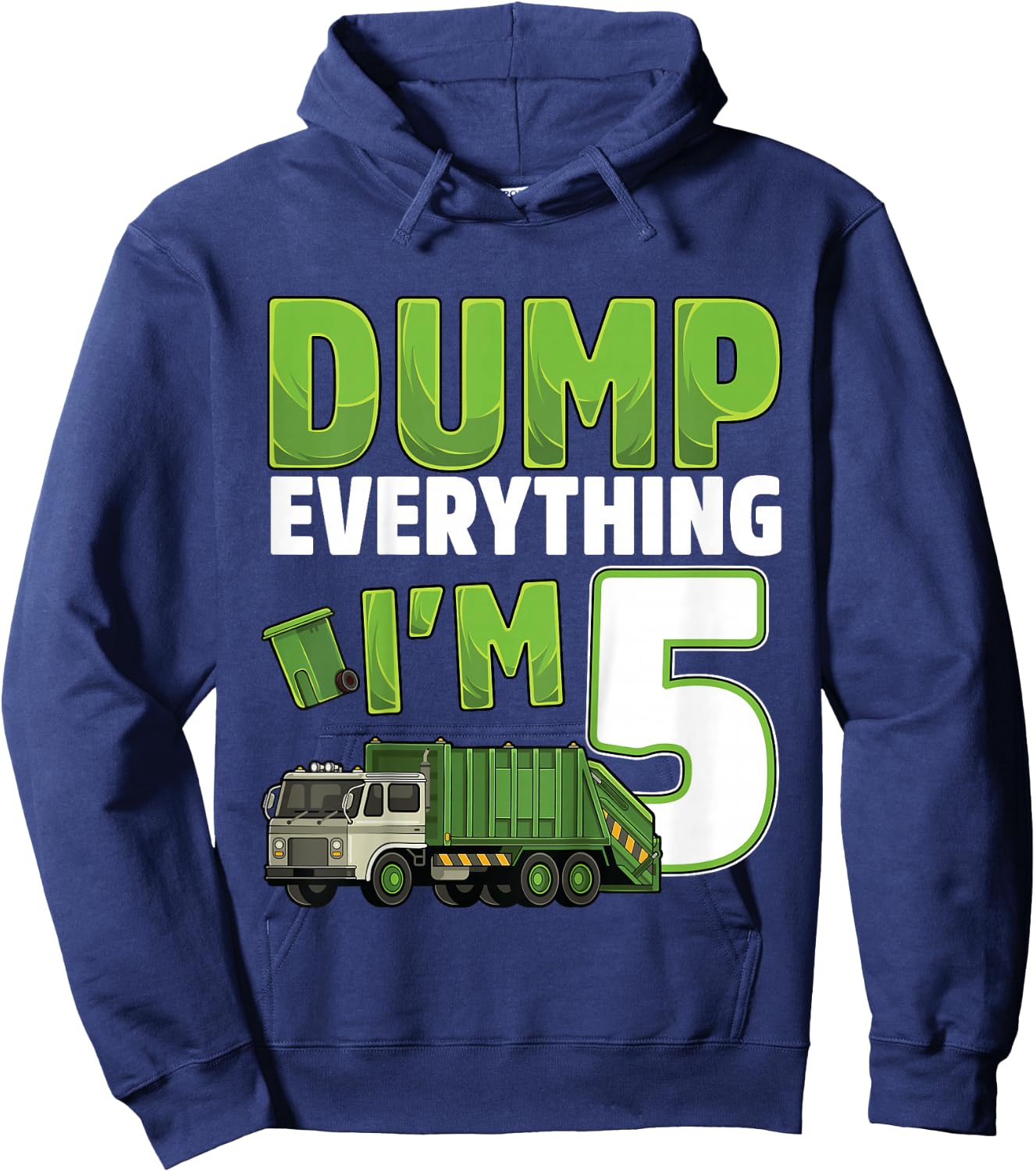 Kids Recycling Trash 5 Year Old Garbage Truck 5th Birthday Boy Hoodie - Hoodie | Navy