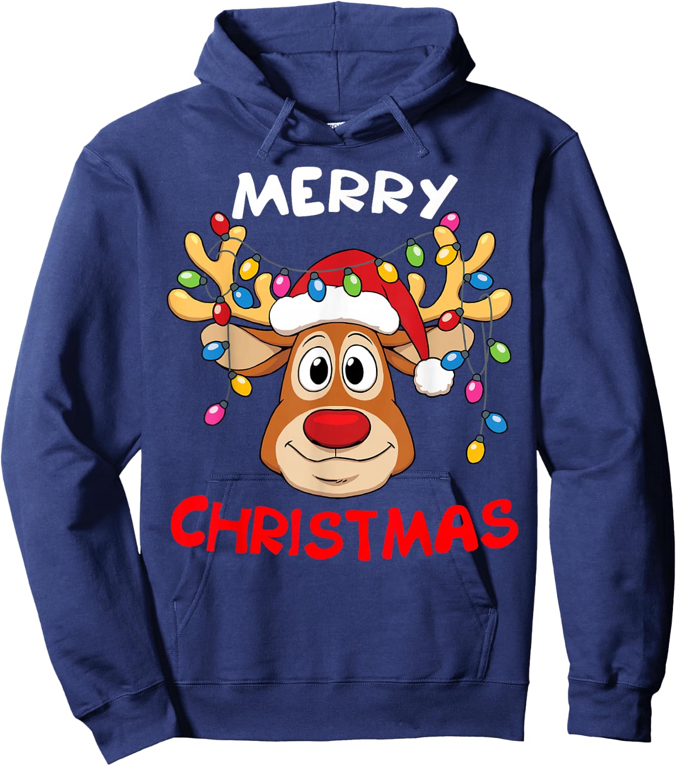 Merry Christmas Reindeer Xmas Family Men Women Hoodie - Hoodie | Navy