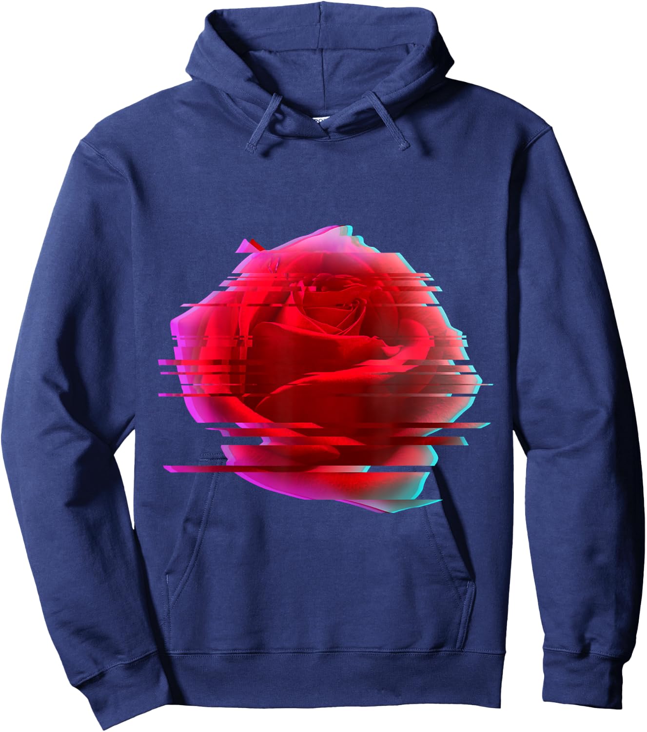 Glitch Rose Vaporwave Aesthetic Trippy Psychedelic Hoodie - Hoodie | Navy