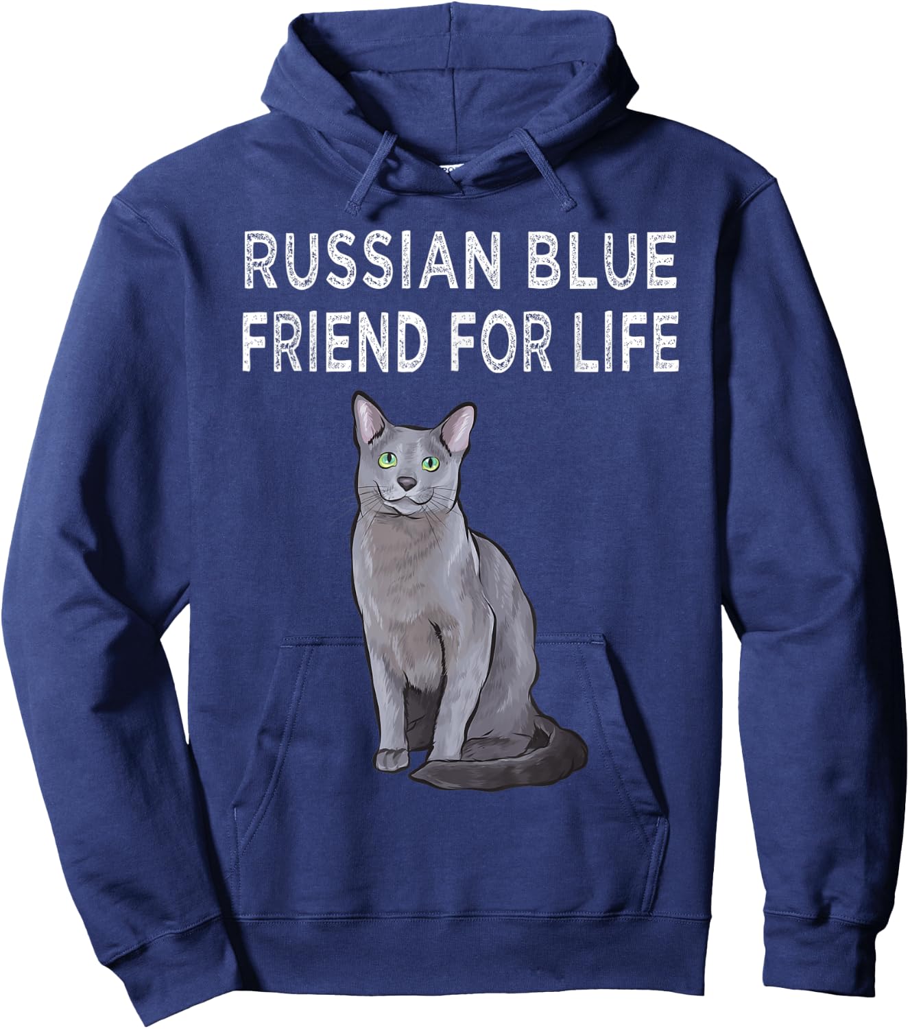 Russian Blue Friend For Life Cat Friendship Men Women Hoodie - Hoodie | Navy