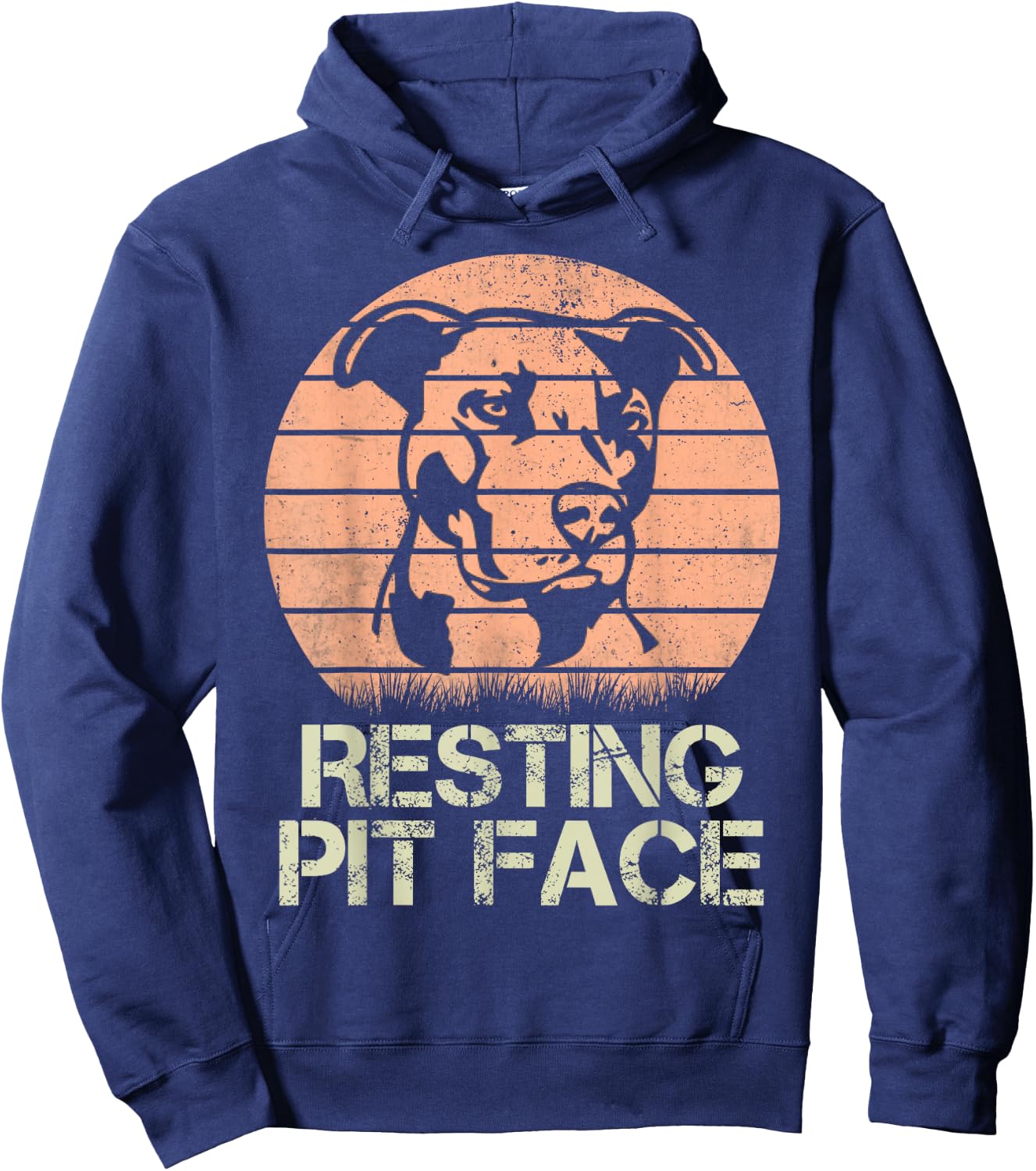 Resting Pit Face Dog Lover Vintage Hoodie - Hoodie | Navy