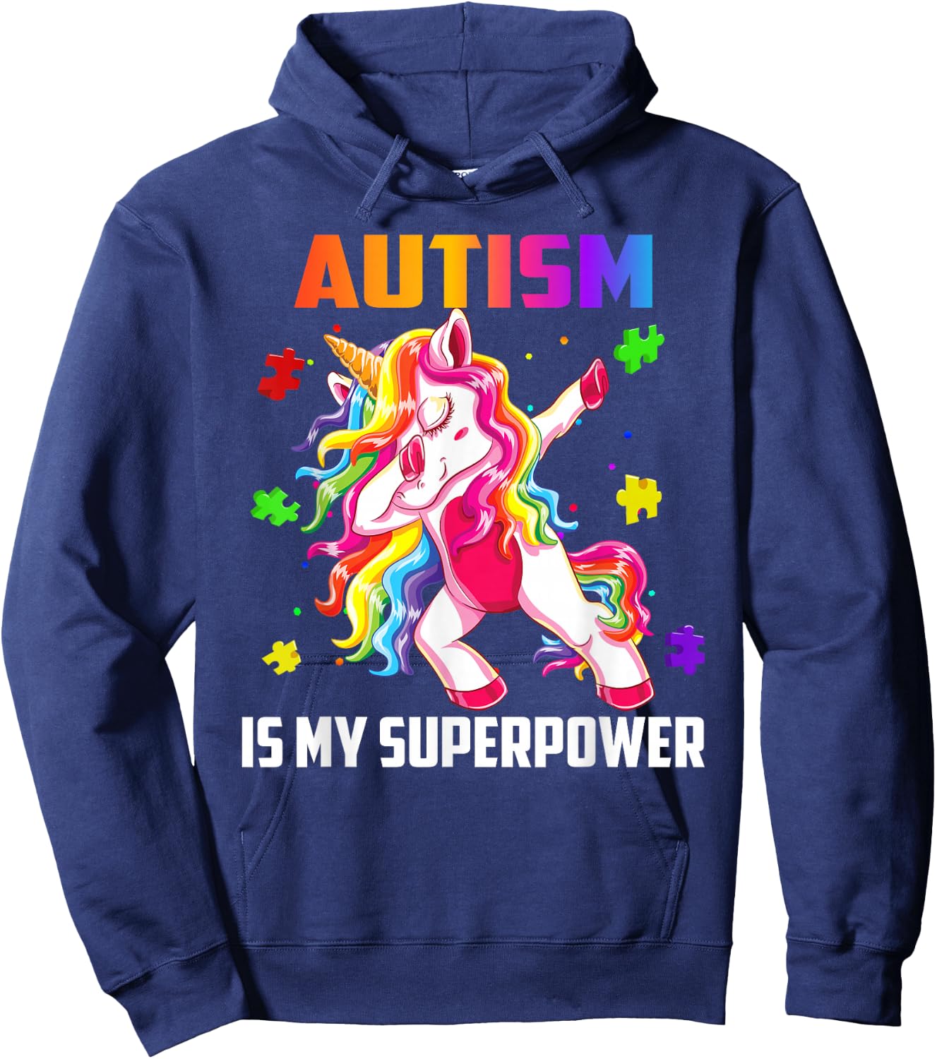 Autism Is My Superpower Dabbing Unicorn Gift Kids Boys Girls Hoodie - Hoodie | Navy