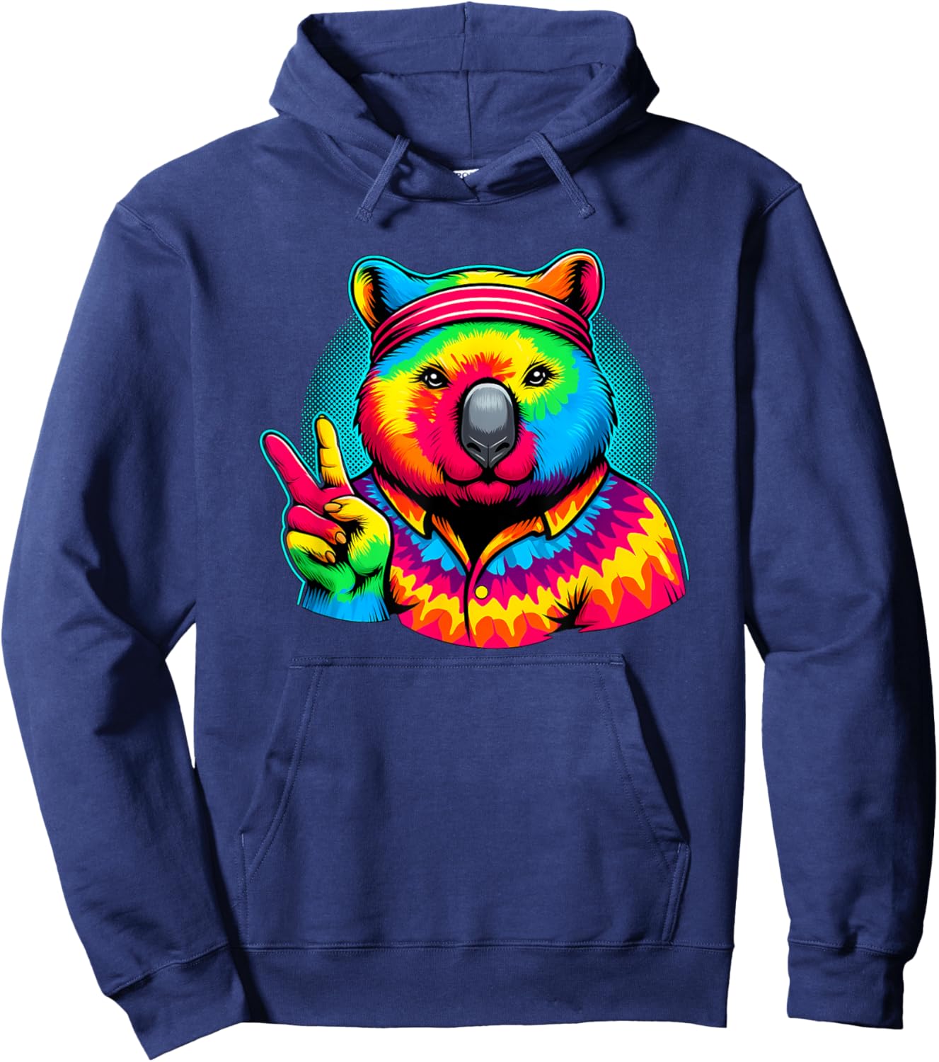 Peace Sign Tie Dye Wombat Hoodie - Hoodie | Navy