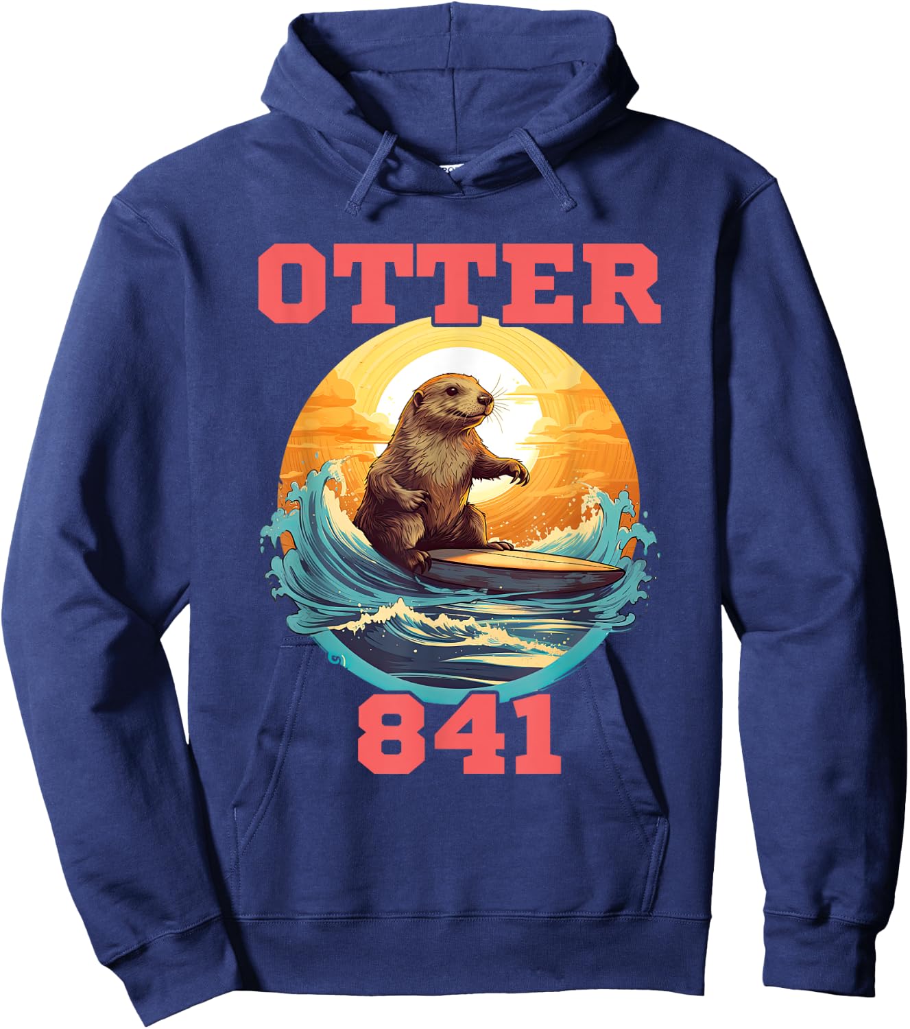 Surfing Otter 841 Wanted for Long Board Larceny Funny Cali Hoodie - Hoodie | Navy
