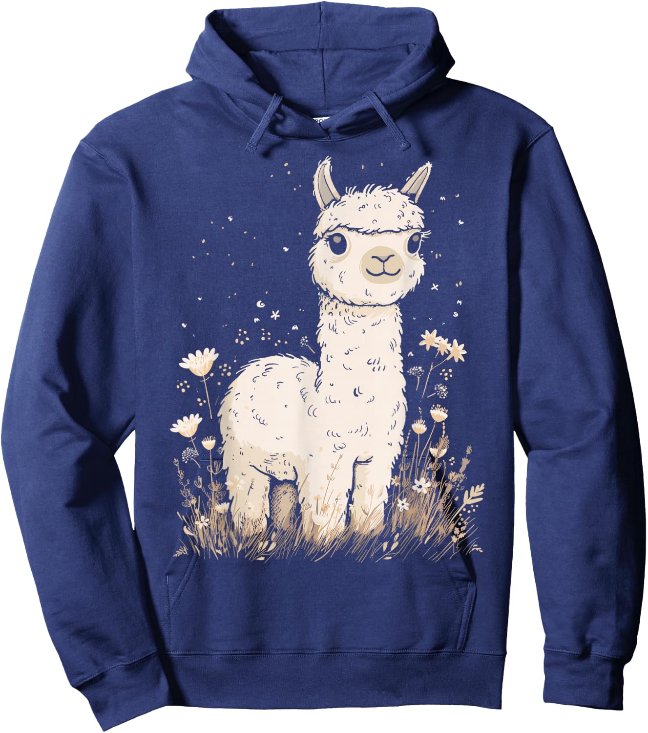 Llama Alpaca Lama Flowers Cute Adorable Baby Farm Animal Hoodie - Hoodie | Navy