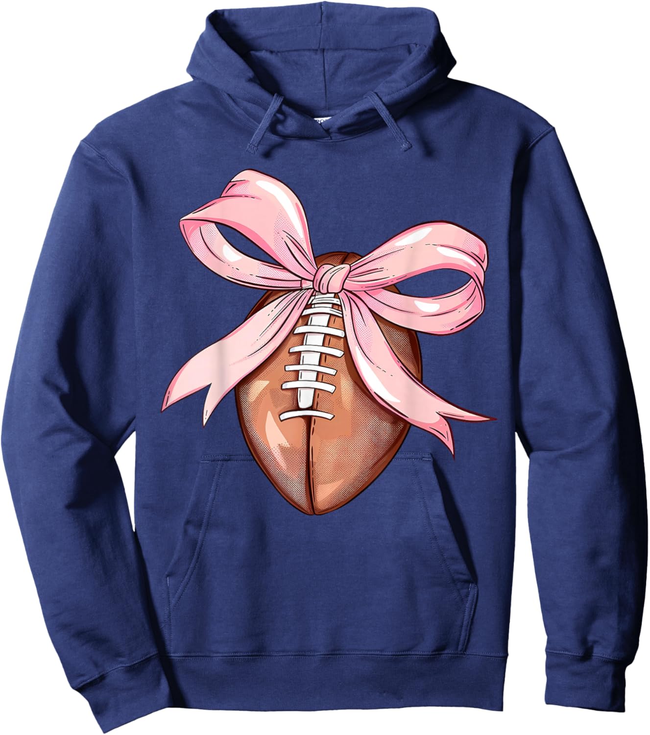 Coquette Bow Football Player American Football Season Funny Hoodie - Hoodie | Navy
