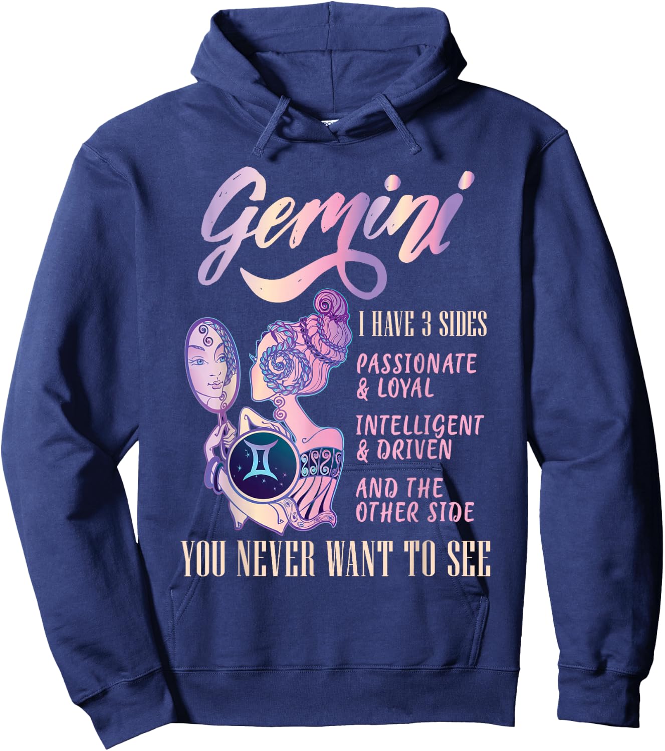 I Have 3 Sides Gemini Zodiac Sign Hoodie - Hoodie | Navy