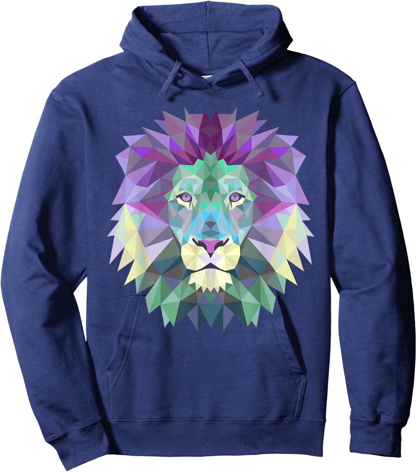Geometric Lion Head Pastel Colors Purple Turquoise Hoodie - Hoodie | Navy