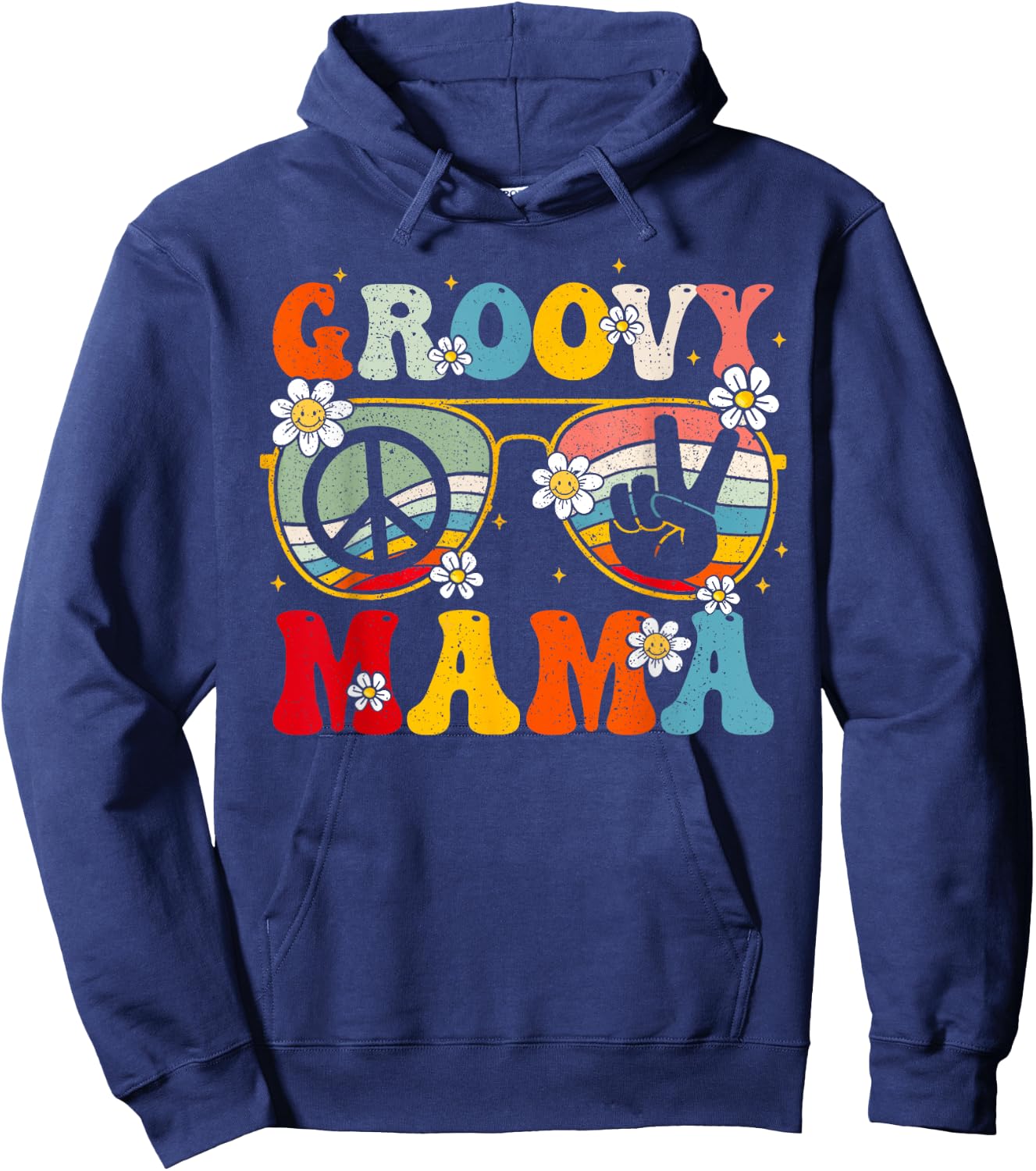 Groovy Mama Retro Matching Family 60s 70s Mom Mother's Day Hoodie - Hoodie | Navy
