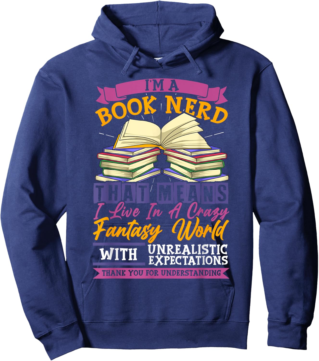 Book Lover Shirt Co I'm A Book Nerd Adult Black Small Hoodie - Hoodie | Navy