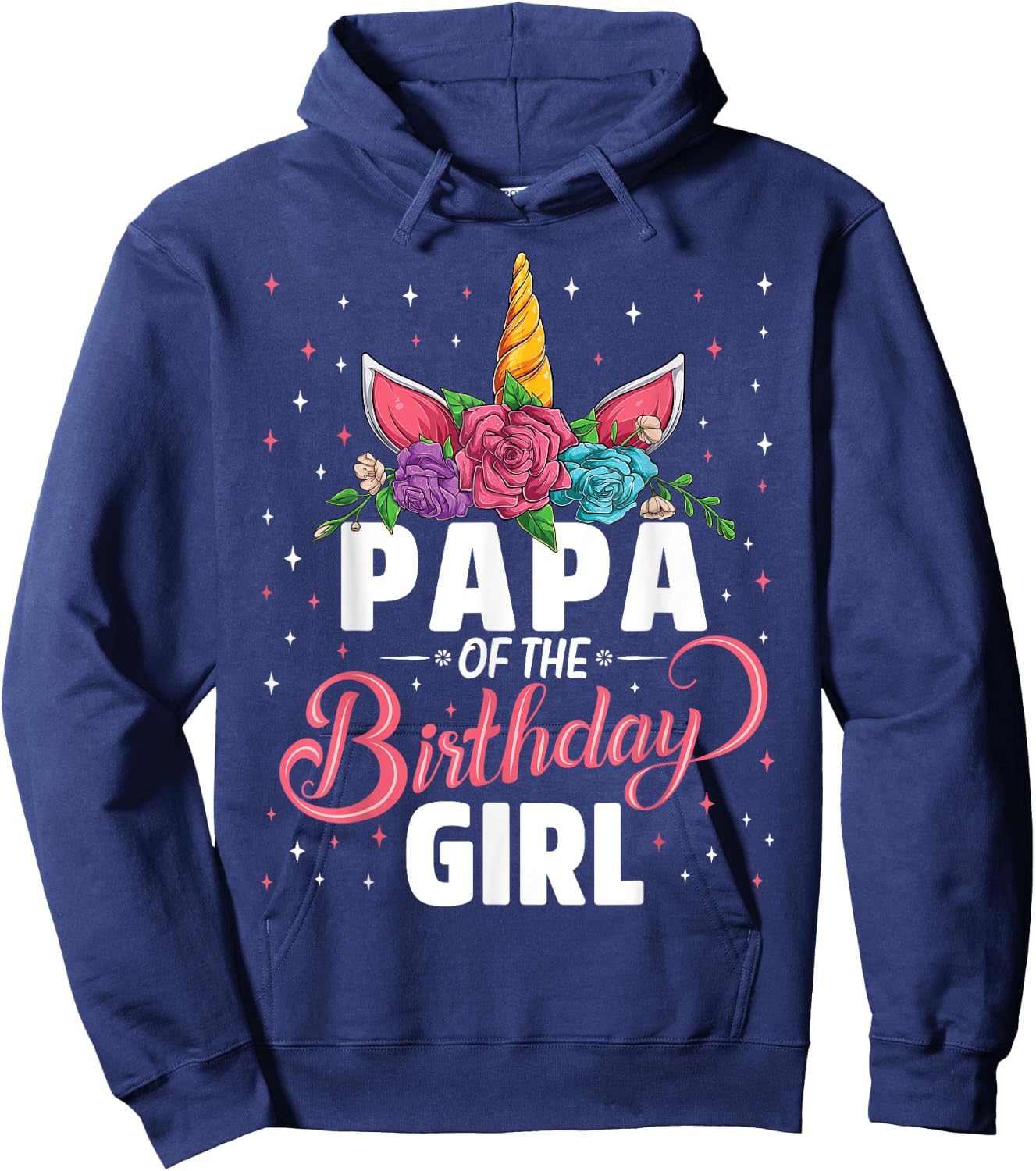 Papa Of The Birthday Girl Unicorn Girls Family Matching Hoodie - Hoodie | Navy