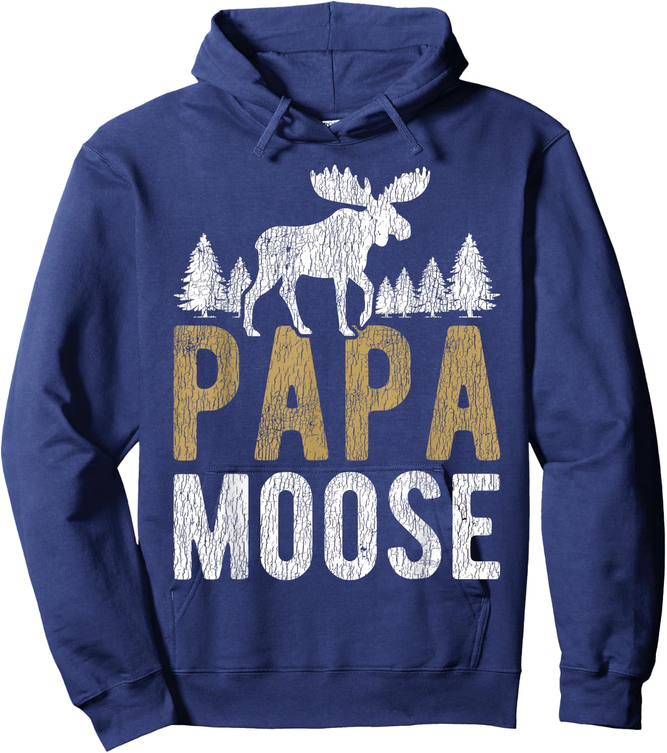 Papa Moose Camping Matching Family Children Dad Hunting Hoodie - Hoodie | Navy