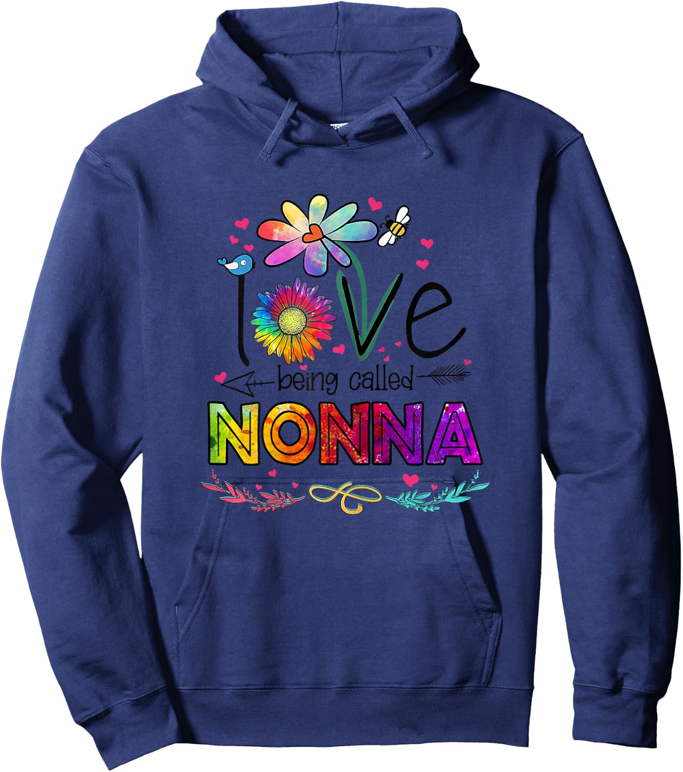 I Love Being Called Nonna Daisy Flower Cute Mother's Day Hoodie - Hoodie | Navy