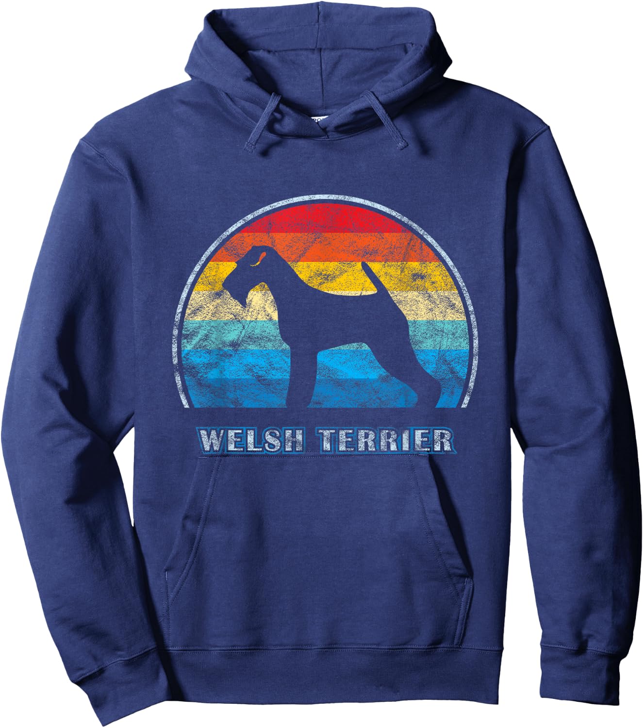 Welsh Terrier Vintage Design Dog Men Women Girls Kids Hoodie - Hoodie | Navy