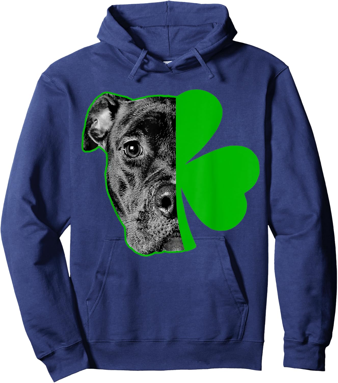 Pitbull Love and Lucky Irish Shamrock Saint St Patricks Day Hoodie - Hoodie | Navy