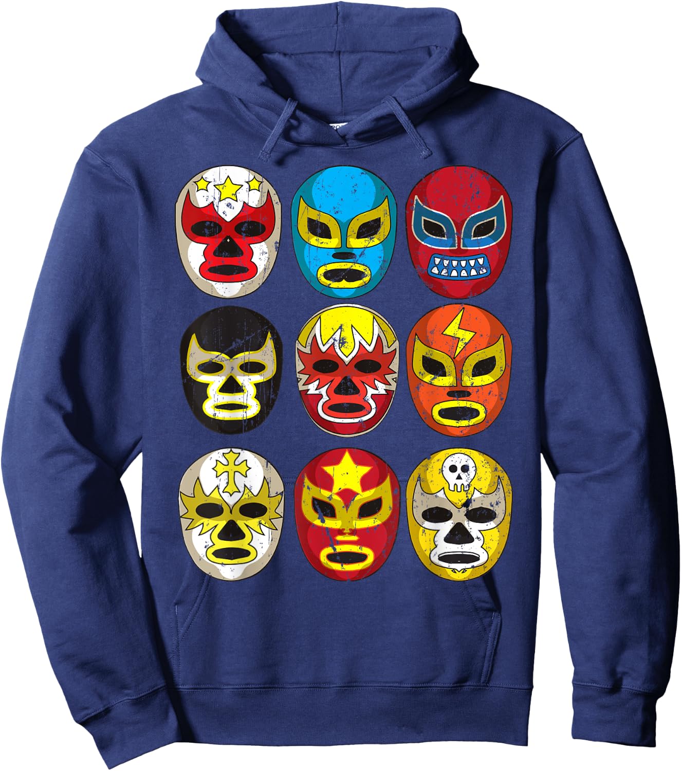 Cool Lucha Libre Wrestlers Masks | Funny Wrestling Gift Fan Hoodie - Hoodie | Navy