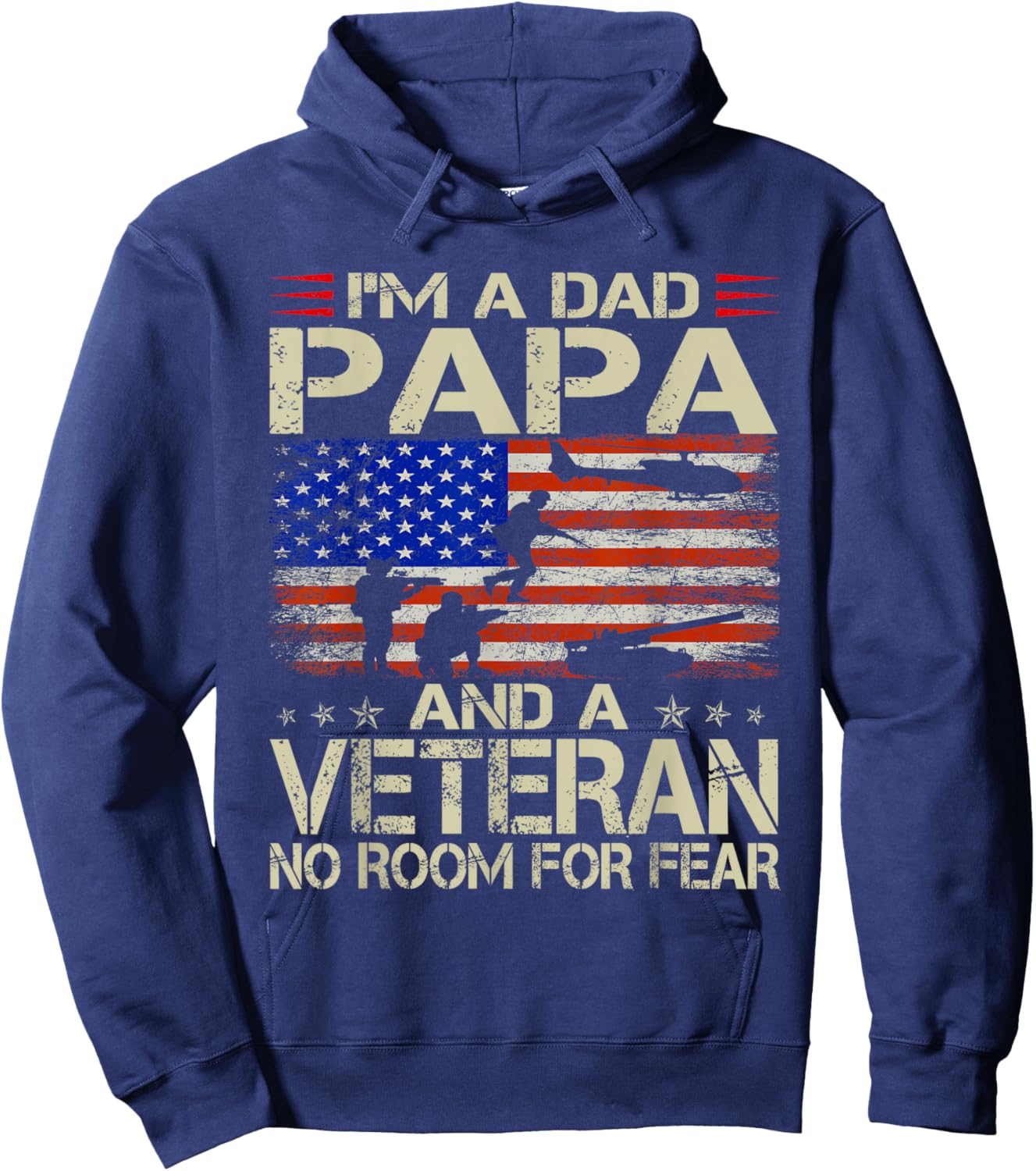 I'm A Dad Papa And Veteran USA Flag Funny Gifts Papa Hoodie - Hoodie | Navy