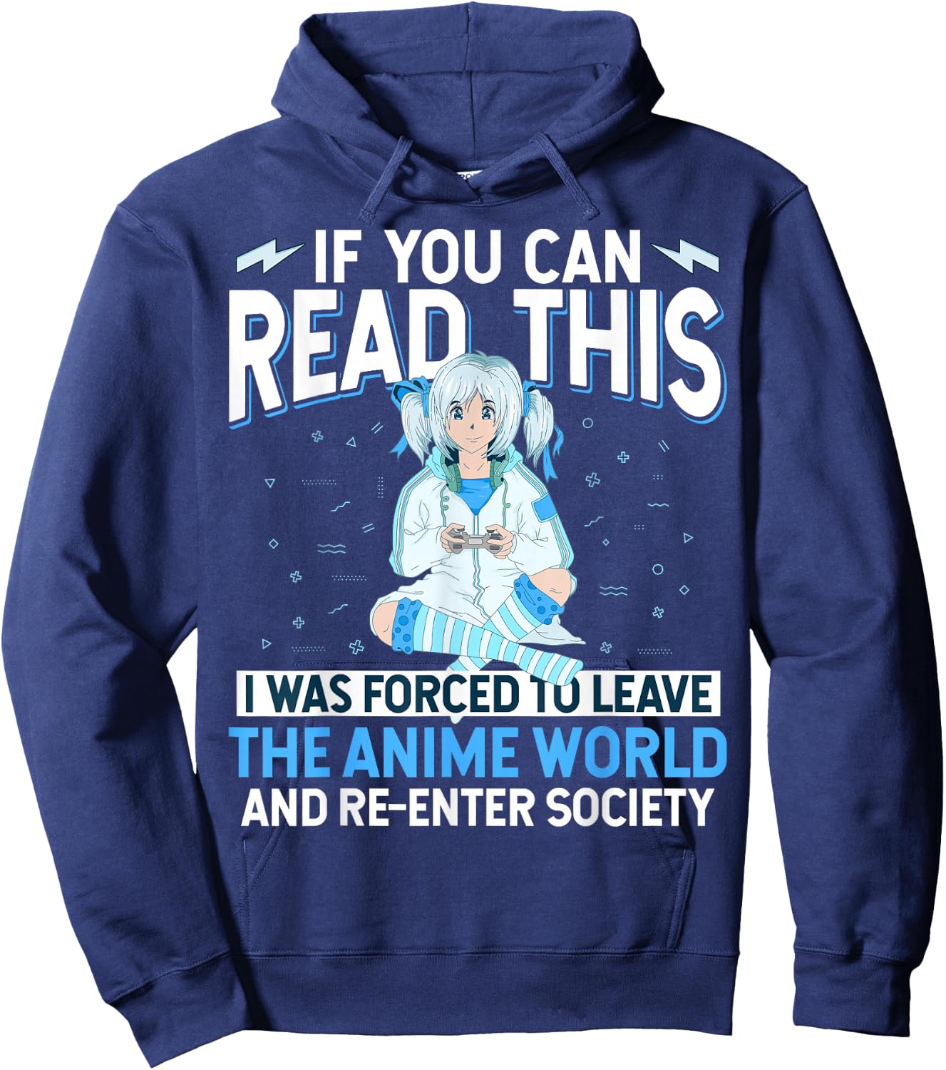 Leave Anime World & Re-Enter Society Funny Anime Lover Gift Hoodie - Hoodie | Navy