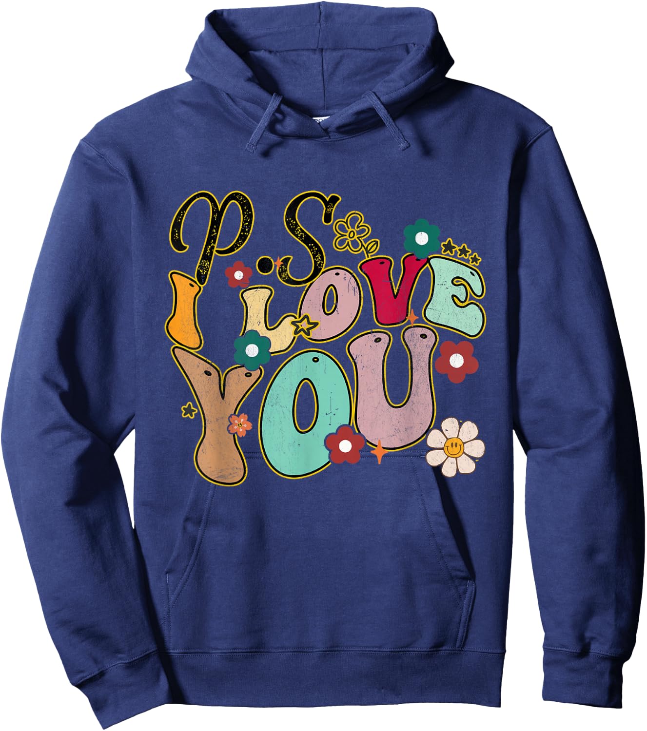 Ps I Love You Day Groovy Valentines Day Men Women Kids Hoodie - Hoodie | Navy