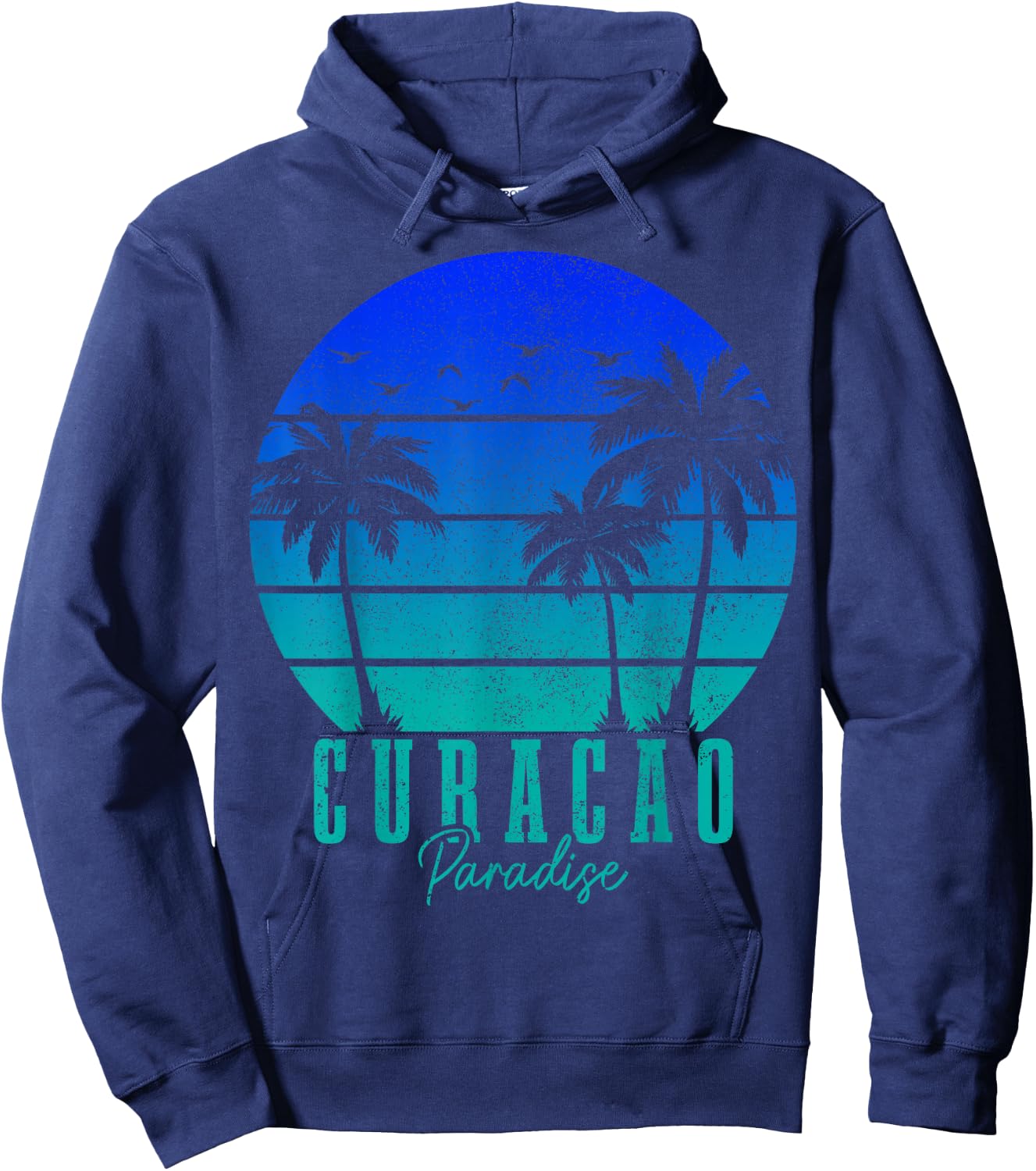 Curacao Vintage Surfer Palm Trees Caribbean Souvenir Hoodie - Hoodie | Navy