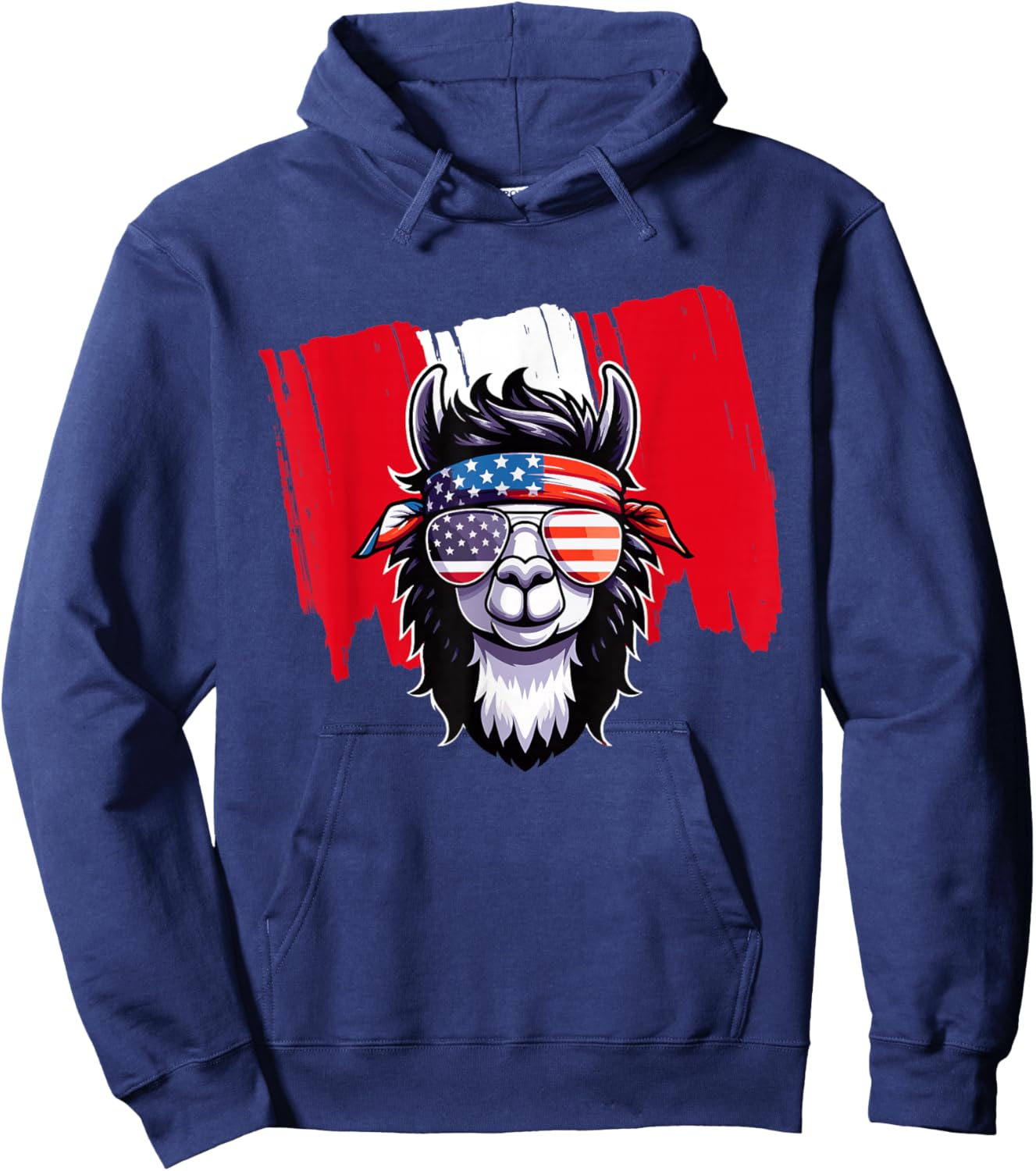 Peruvian American Peru USA Flag Patriotic Llama July 4th Hoodie - Hoodie | Navy