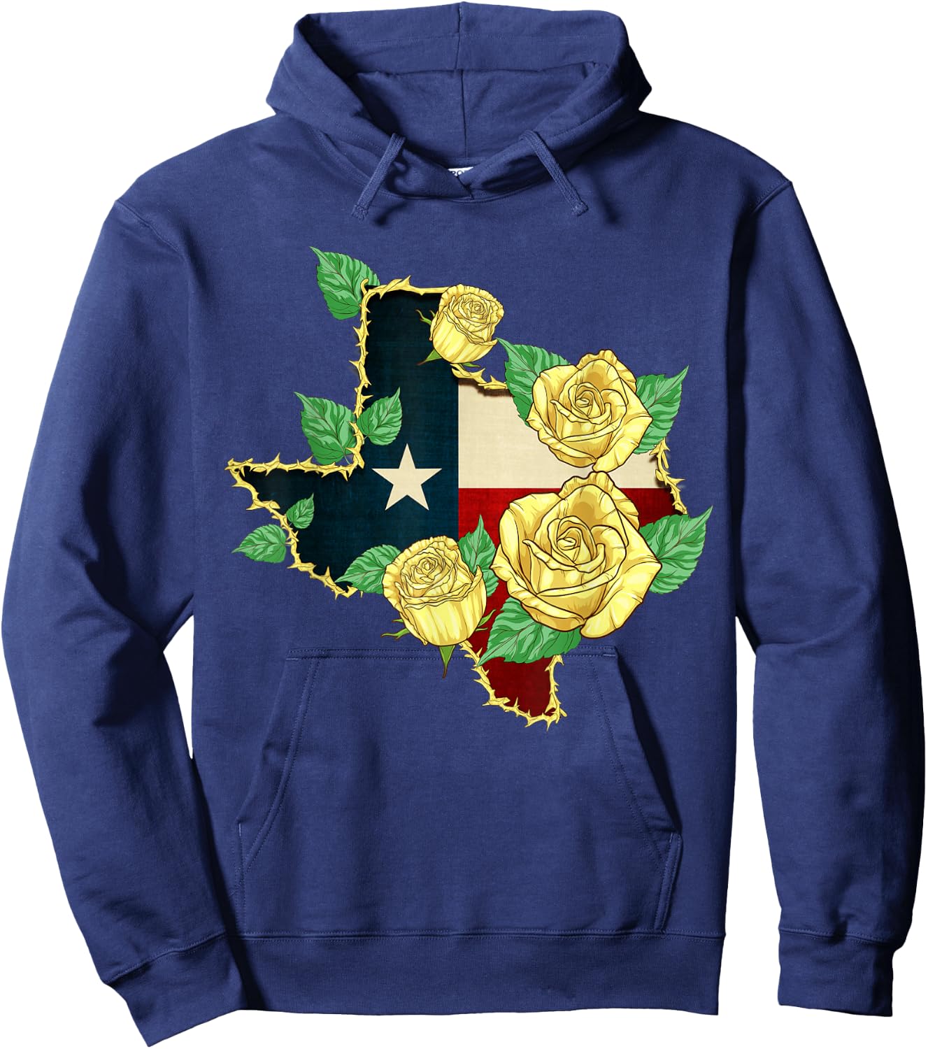 Yellow Rose of Texas Flag Proud Texan American Patriot Hoodie - Hoodie | Navy