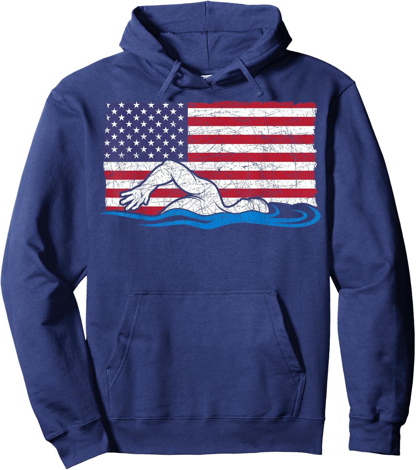 Swimming Sport Swim Practice Swimmer USA Flag Swimming Kids Men Hoodie - Hoodie | Navy