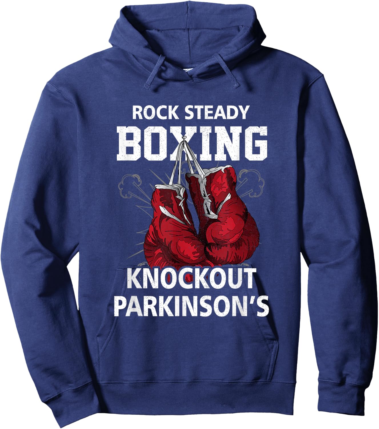 Vintage Boxing Gloves Rock Steadys Boxing Knockout Parkinson Hoodie - Hoodie | Navy