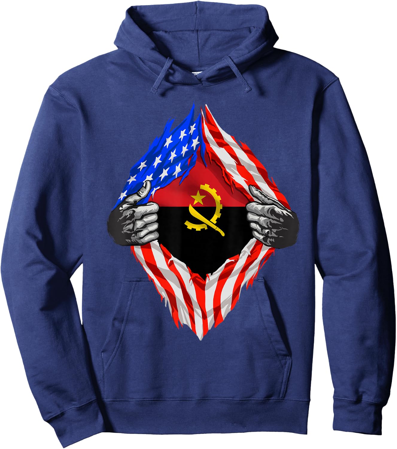 Angola Shirt Super Angola Flag Central Africa Angolan Roots Hoodie - Hoodie | Navy