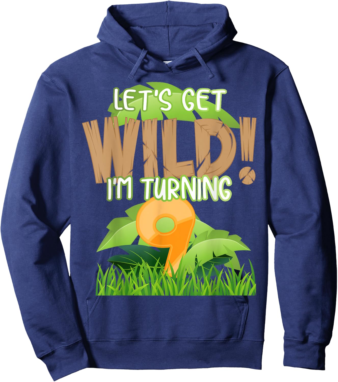 Cute Jungle Safari 9th Birthday Gift 9 Years Old Boys Girls Hoodie - Hoodie | Navy