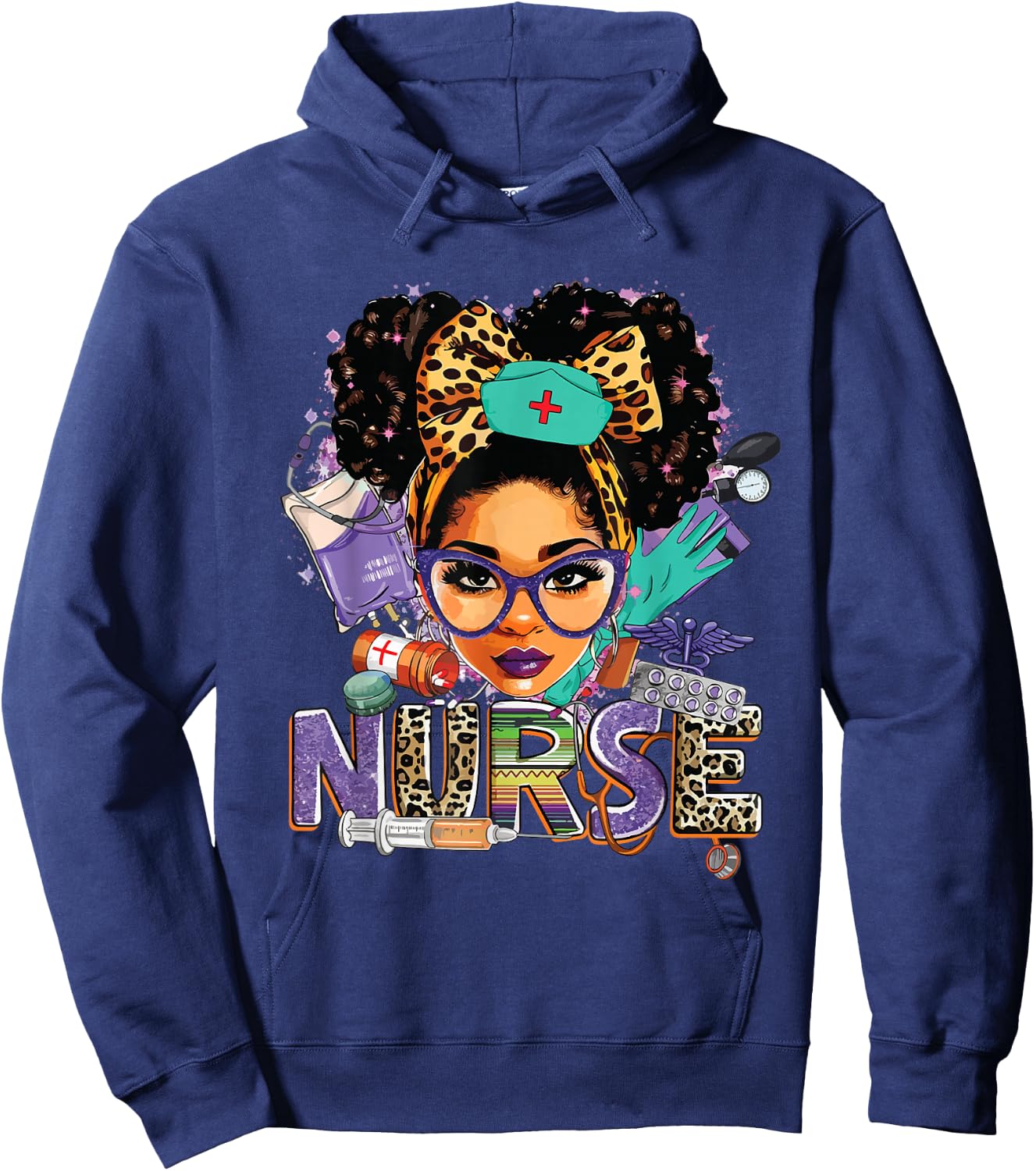 Black Strong Nurse Afro Love Melanin African American Women Hoodie - Hoodie | Navy