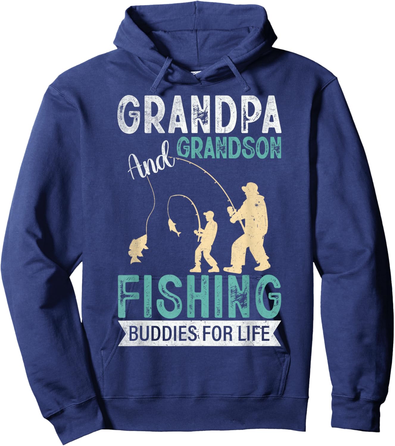 Grandpa and Grandson Fishing Buddies for Life Matching Hoodie - Hoodie | Navy