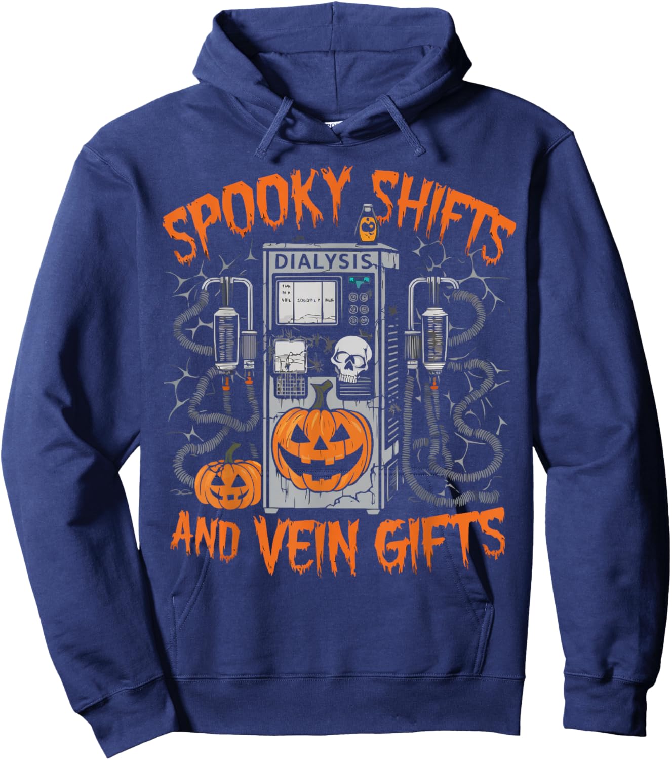 Dialysis Nurse Halloween Spooky Nursing Trick Or Treat Hoodie - Hoodie | Navy