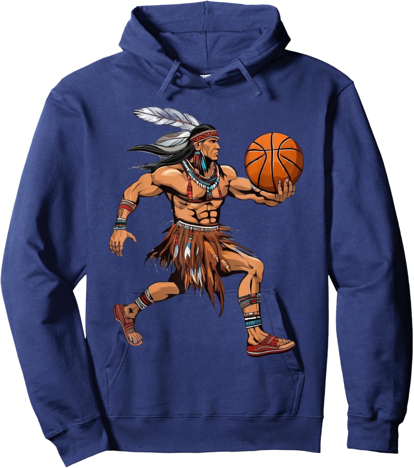 American Indian Basketball Tribe Team Match Rez Ball Hoodie - Hoodie | Navy