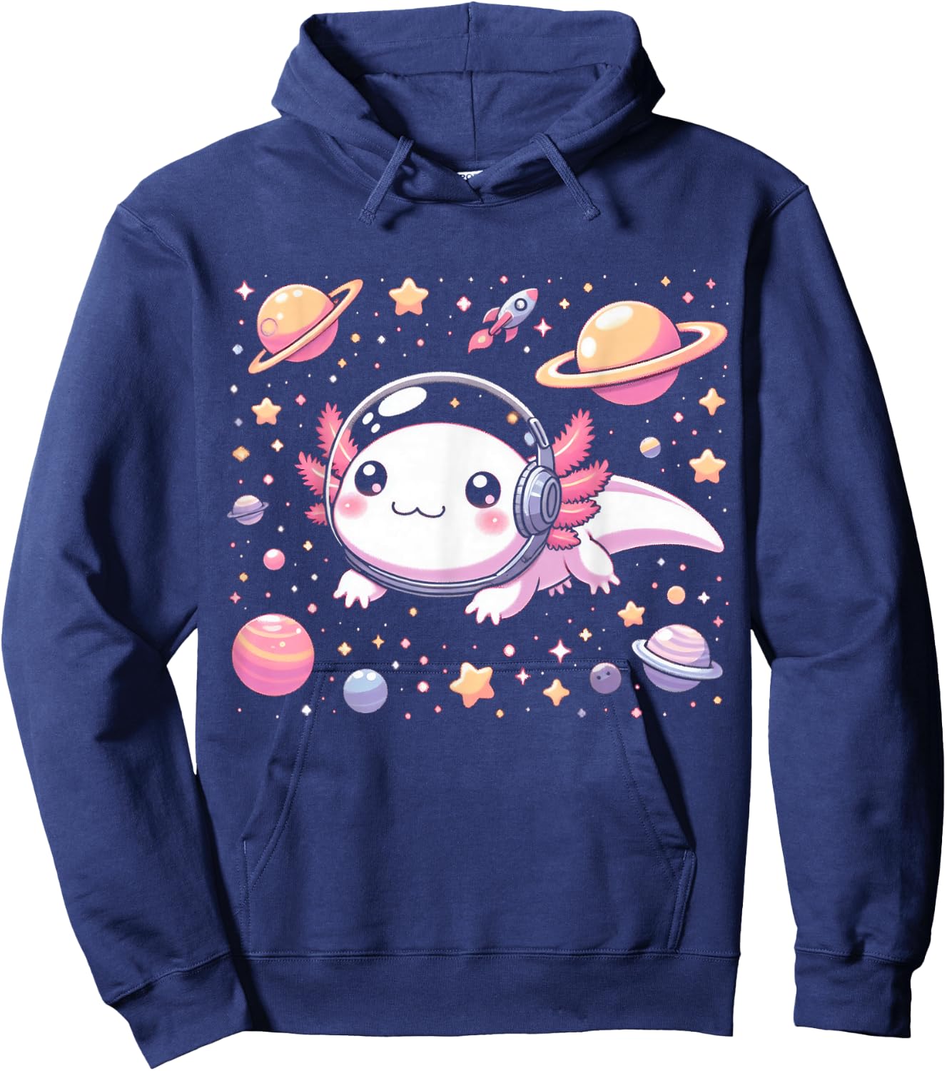 Astrolotl Space Axolotl - Kawaii Japanese Anime Axolotl Hoodie - Hoodie | Navy