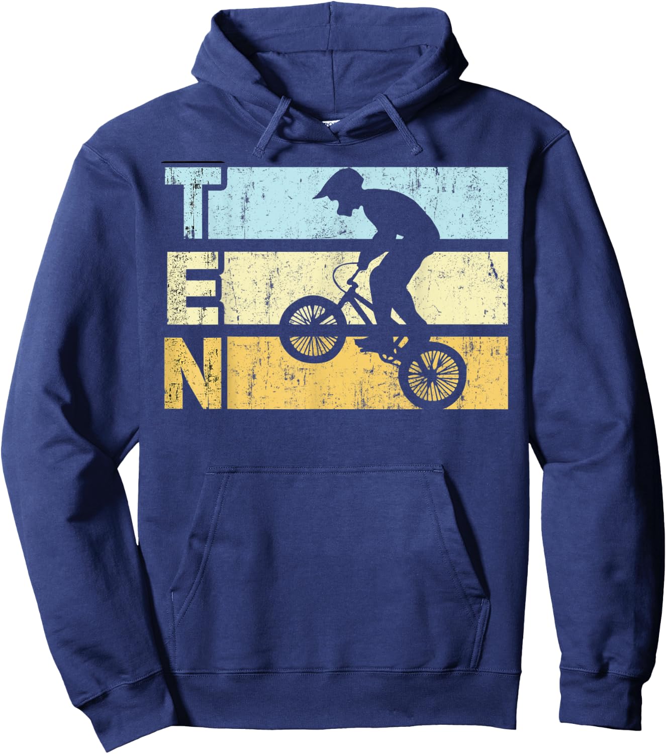 10 Year Old BMX Birthday Party Vintage Dirt Biking 10th Hoodie - Hoodie | Navy