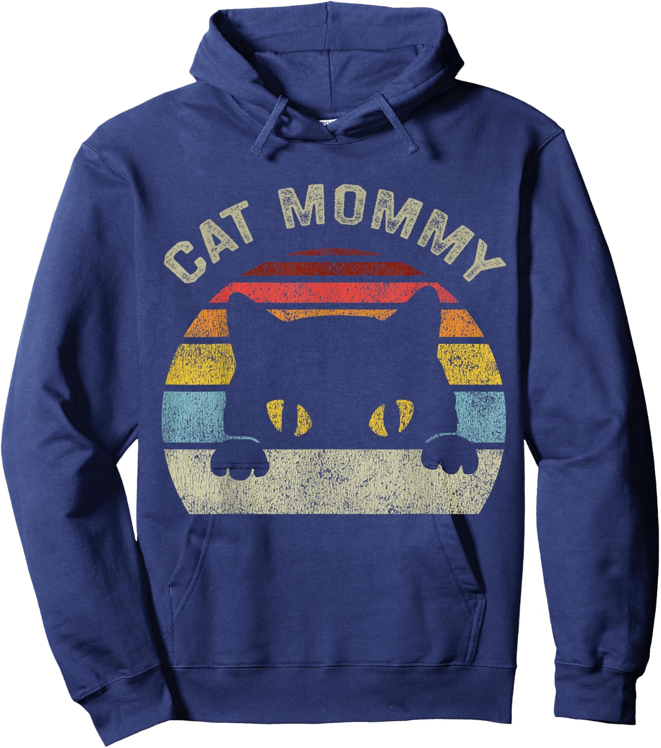 Cat Mommy Women Vintage Retro Black Cats Mom Mothers Day Small Hoodie - Hoodie | Navy