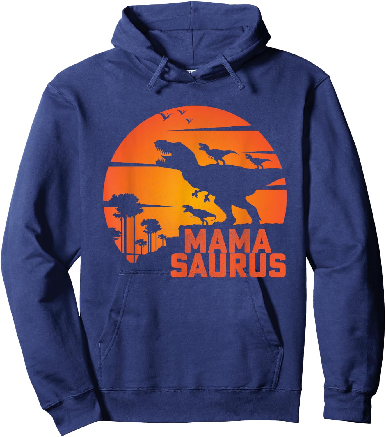 Mama Saurus Funny in Mother's Day for Three Rex Mom Dinosaur Hoodie - Hoodie | Navy
